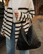 Black % Fiona Woven Slouchy Tote-1
