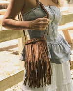 Dust Trail Fringe Faux Suede Crossbody Bag
