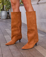 Muse Faux Suede Wide Leg Kitten Heel Boots