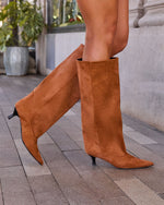 Muse Faux Suede Wide Leg Kitten Heel Boots