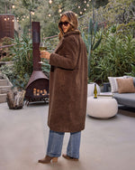 Chocolate % Yulissa Pocketed Teddy Coat-4