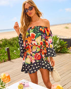 Citrus Coast Novelty Polka Dot Wrap Tie Mini Dress