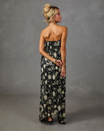 Adrenia Pleated Floral Print Maxi Dress