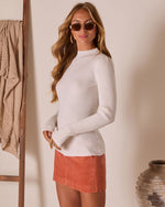 Off White % Honey Knit Ribbed Puff Sleeve Sweater-3