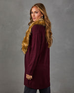 City Plans Detachable Faux Fur Collar Cardigan