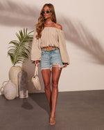 Coastal Notes Linen Blend Crop Top