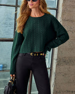 Hunter Green % Nevah Cable Knit Sweater-5
