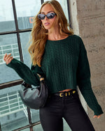 Hunter Green % Nevah Cable Knit Sweater-6