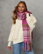 Fuchsia % Autumnal Large Plaid Blanket Scarf-8