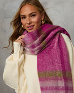 Fuchsia % Autumnal Large Plaid Blanket Scarf-9