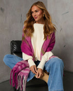 Fuchsia % Autumnal Large Plaid Blanket Scarf-7