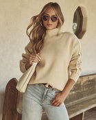 Taupe/White % Warm Embrace Oversized Knit Sweater-7