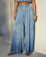 Sky Blue % Resort Stay Plisse Wide Leg Pants-3