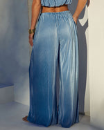 Sky Blue % Resort Stay Plisse Wide Leg Pants-4