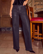 Rugged Charm Stretch High Rise Wide Leg Coated Denim