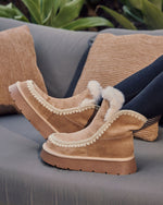 Almond % Joppie Faux Suede Fur Lined Booties-4
