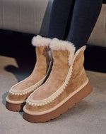 Almond % Joppie Faux Suede Fur Lined Booties-5