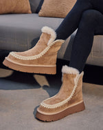 Almond % Joppie Faux Suede Fur Lined Booties-1
