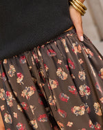Fall Social Satin Abstract Floral Tiered Mini Skort