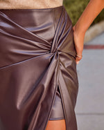 Like Wow Faux Leather Twisted Midi Skirt