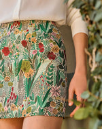 Graceful Garden Brocade Floral Mini Skirt