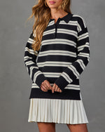 Pep Talk Striped Twofer Mini Shirt Dress