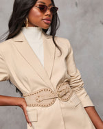 Tan % Saylah Studded Wide Corset Belt-7