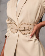 Tan % Saylah Studded Wide Corset Belt-5