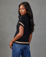 Serena Contrast Stripe Short Sleeve Sweater