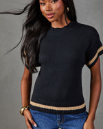 Serena Contrast Stripe Short Sleeve Sweater