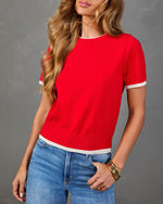 Gloria Knit Contrast Trim Sweater