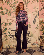 Black Floral % Garden Muse Floral Mesh Mockneck Top-6