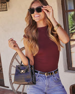 Wine % Dylan Cropped Mock Neck Top-6