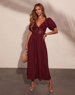 Shelby Linen Blend Lace Bodice Maxi Dress