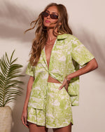 Monaco Day Cotton Toile Print Button Down Top
