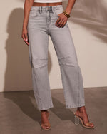 Grey % Wild Honey High Rise Barrel Jeans-5