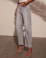 Grey % Wild Honey High Rise Barrel Jeans-3