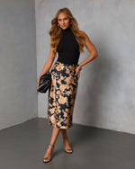 Black Multi % Something About You Printed Midi Skirt-1