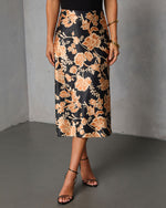 Black Multi % Something About You Printed Midi Skirt-5