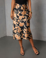 Black Multi % Something About You Printed Midi Skirt-2