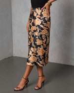 Black Multi % Something About You Printed Midi Skirt-3