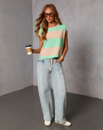 Green Multi % Ambar Striped Tank Top-1