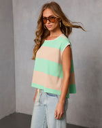 Green Multi % Ambar Striped Tank Top-3