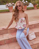 Natural Pink % Fiora Floral Corset Peplum Top-6