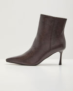 Verna Faux Leather Snake Embossed Booties
