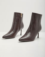 Verna Faux Leather Snake Embossed Booties