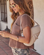 Oatmilk % Kalila Faux Leather Woven Saddle Bag-1