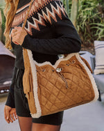 Rhonda Faux Suede Sherpa Trim Shoulder Bag