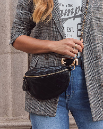 Black Faux Leather Belt Bag Black Leather Fanny Pack, Leather Belt Bag, Leather Pocket  main image 4