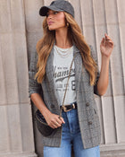 Charcoal % Helen Plaid Blazer-1